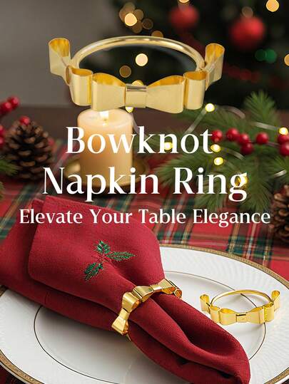 1 Box Bowknot Napkin Ring, Vintage - Inspired Napkin Ring, Timeless Style For Brunch, Holiday Gatherings