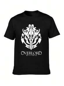 Printed Men T Shirt Cotton O-Neck Tshirts Overlord Anime - Guild Emblem - Ainz Ooal Gown Short-Sleeve Women T-Shirt. - 黑色5 - 查看 1