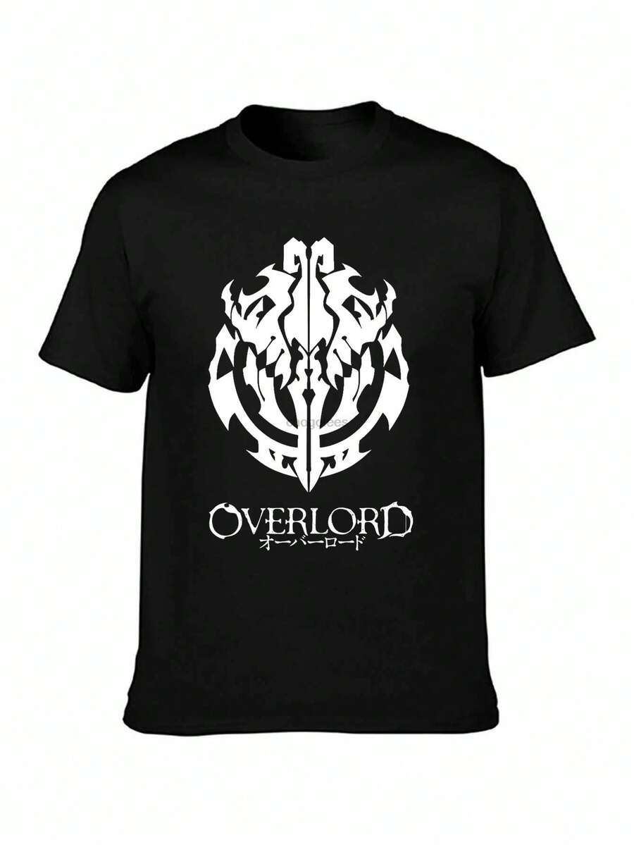 Printed Men T Shirt Cotton O-Neck Tshirts Overlord Anime - Guild Emblem - Ainz Ooal Gown Short-Sleeve Women T-Shirt. - 黑色5 - 查看 1
