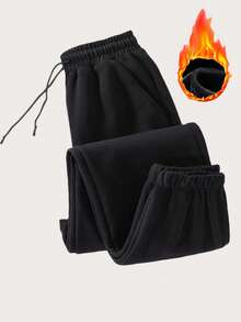 Damen Thermisch gefütterte Jogginghose - Dicke, winterwarme Jogginghose, Thermohose aus Silberfuchs-Samt, Weiche, lässige Laufhose für Herbst/Winter Alltagstragen, Joggen & Fitnesstraining