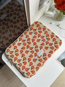 1PC Korean Ins Retro Corduroy Small Flowers Compatible With IPad Tablet Bag, 11/13/15 Inch Laptop Storage Bag, Shock And Drop Resistant Laptop Bag Laptop Case Laptop Sleeve Laptop Cover For Women Travel Essentials - Multicolor - View 17