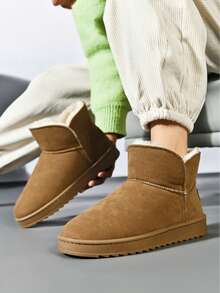 Bottes de neige hautes, chaussures décontractées mode pour couples, bottes tube court style coréen, nouvelles bottes courtes polyvalentes épaisses et chaudes pour l'automne/hiver, chaussures antidérapantes pour hommes - Kaki - Voir 4