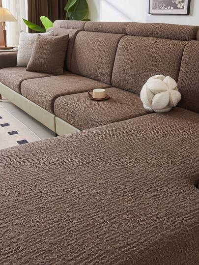 1pc Stretch Sofa Seat Cushion Cover, Thick 4-Season Warm Comfortable Non-Slip Spill-Proof Fashionable Sofa Slipcover, Full Coverage Sofa Protector Blanket, Dust-Proof Dirt-Resistant Machine Washable, Autumn/Winter Plush Fabric, Pet-Friendly, Fits L-Shaped Sofa And 1/2/3/4 Seater