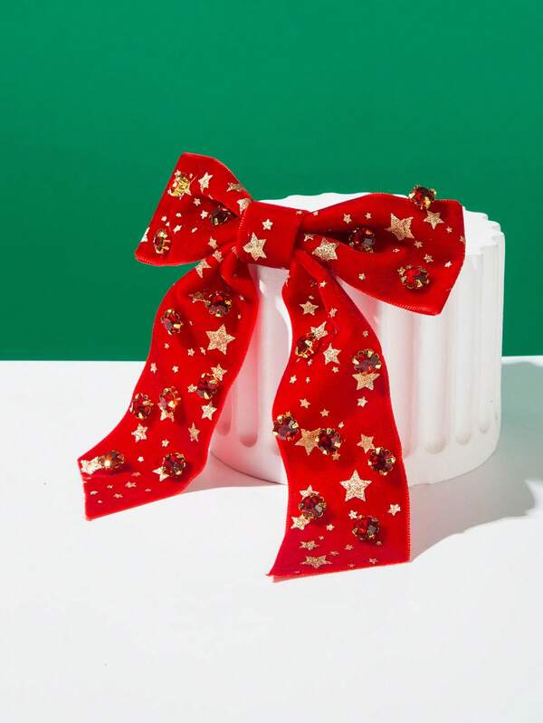 Świąteczne akcesoria do włosów dla kobiet Spinki do włosów Czarne, czerwone, wsuwki do włosów w kształcie gwiazdek, spinki sprężynowe z kokardką, kryształki, złote, francuskie ozdoby do włosów dla kobiet, spinki do włosów, spinki do włosów