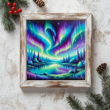 1 Set - Mysterious Northern Lights Cross Stitch Kit, DIY Needlework Art Materials, 11CT Cross Stitch Decorative Painting, Creative Handmade Stress Relief Gift. Complete Home Decor Printed Cross Stitch Craft, Suitable For Home Decor Knitting Art. Frame Not Included - Multicolor - View 3