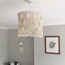1 pieza Pantalla de lámpara con borlas tejida a mano, pantalla de lámpara decorativa artesanal de estilo bohemio, artesanía - Multicolor - Ver 12