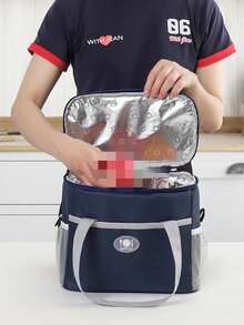 1 buah Tas Bekal Aluminium Tebal, Tas Kotak Nasi, Tas Bento Berinsulasi, Cocok untuk Pekerja Kantoran, Siswa Sekolah Dasar, Tas Bawaan Beras, Perlengkapan Sekolah, Tas Jinjing Luar Ruangan - MultiWarna - View 7