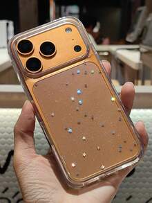 闪亮星空透明防震手机壳，兼容 17 Pro Max、17 Pro、17 Air、17、12、13、14、15、16 Pro Max、14 Plus、15 Plus、16 Plus、11，漩涡图案后盖 - 透明星星 - 查看 4