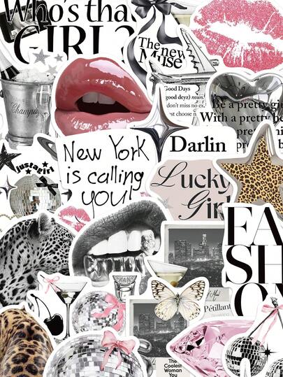 50 件银色幸运女孩贴纸节日礼物派对和家居装饰班级奖励生日礼物装饰剪贴簿笔记本电脑行李吉他水杯手机壳 DIY 贴花