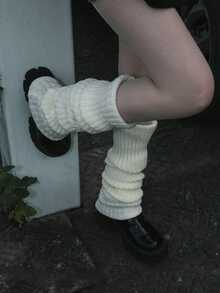 1 Pair Of Elegant Leg Warmers For Girls, With A Graceful Thigh-High Design That Brings A Touch Of Victorian-Inspired Romance To Your Cold-Weather Outfits - 白色 - 查看 4