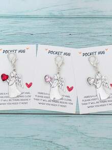 3pcs Cute And Charming Angel Love Keychains - Heart Rhinestone - Alloy Keychains, Travel Angel Mini Charm Keychain With Greeting Card - , Fantasy-Themed | Inspirational Gift For Graduation, Goodbyes, Holidays & More Bag Charms Car Accessories Teacher Friend Sister Gift Ideas - A - View 8