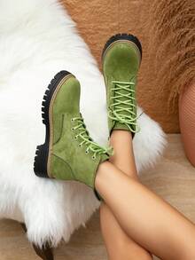 Women's Fashion Chelsea Boots, Versatile Low Heel Ankle Boots, Thick Sole Mid-Heel Ankle Boots, Outdoor Street Style High Heel Lace-Up Boots, Personalized Motorcycle Boots