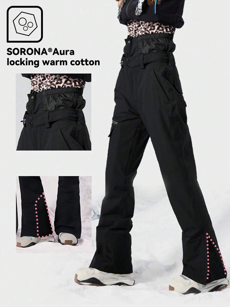 VECTOR MOTION Hiber 直筒滑雪裤，男女通用，加厚，有弹性，耐用，透气，适合单/双板滑雪 - 黑色 - 查看 1