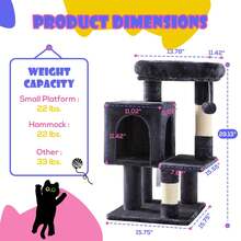 SHA CERLIN 29in Cat Tree For Indoor Cats, Multi-Level Cat Tower With Large Perch, Cozy Condo, Playful Toy Balls, Sisal Scratching Posts, Stable Pet Furniture Activity Center, Space-Saving, Dark Grey - 深灰色 - 查看 7