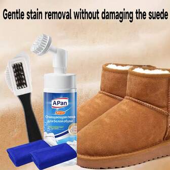 150ml Suede Shoe Foam Cleaner With Integrated Brush Head. Rapid Stain Removal Without Rinsing. Ideal For Snow Boots, Suede And Nubuck Leather Footwear Care.