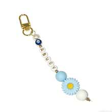 1pc Daisy Keychain, Devil's Eye/Daisy/Pearl, Customizable Letter, Multiple Color Options, Suitable As Christmas/Birthday Gift For Mother, Family, Friends