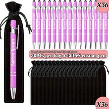 1/2/6/12/24/50支装定制奢华柔软触感圆形圆珠笔，配黑色笔盒 - 个性化书写工具，适合印制姓名和公司网站，是送给男士、周年纪念日、圣诞节、生日、毕业季的完美礼物。 - 彩色 - 查看 3