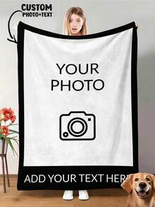 1-Piece Custom Music Blanket With Scannable Song Codes, Personalized Printed Flannel Design For Sofa Bed Bedroom Couch, Versatile Blanket For Home And Outdoor Camping, Anniversary Gift, Throw - A Photo - View 1
