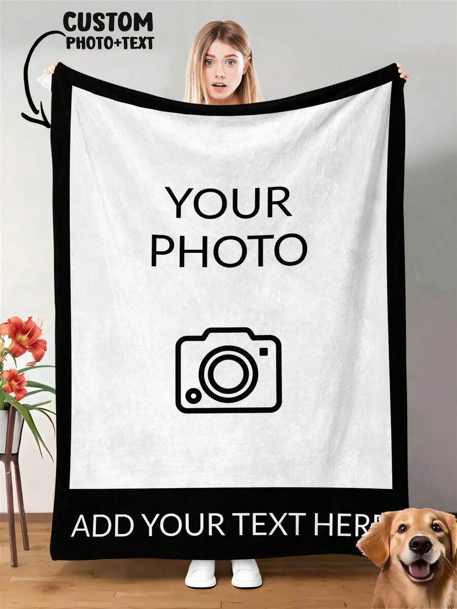 1-Piece Custom Music Blanket With Scannable Song Codes, Personalized Printed Flannel Design For Sofa Bed Bedroom Couch, Versatile Blanket For Home And Outdoor Camping, Anniversary Gift, Throw - A Photo - View 1