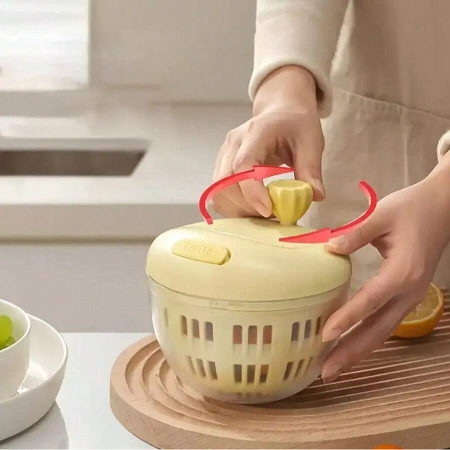 Disidratatore manuale da cucina per frutta e verdura - Centrifuga per insalata multiuso robusta con base antiscivolo, cestello per asciugatura rapida, senza elettricità necessaria, adatto per uso domestico, ristorante e commerciale - Beige/Altri colori disponibili