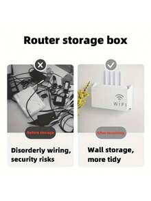 1pc Wall-Mounted WiFi Router Storage Box, Home Decor, Room Decoration - Multicolor - View 11