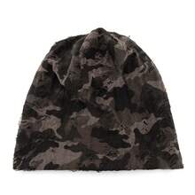 Gorro tipo beanie unisex con estampado de camuflaje, impresión de letras y agujeros desgastados, gorro elástico y ligero para hombres y mujeres, gorro cómodo y suave, gorro apilable, accesorio de moda urbana y hip hop, ideal para otoño e invierno