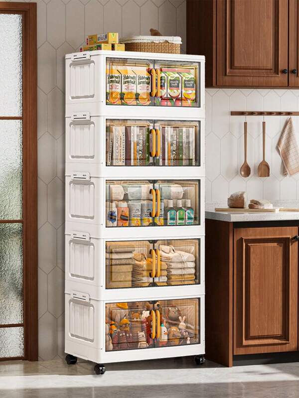 1 pièce Armoire de rangement en plastique de 38 cm/14,96 po de large, petite boîte de rangement pliable, armoire de rangement pour ustensiles de cuisine et salle à manger, étagère de rangement pour la cuisine, armoire de rangement pour jouets pour le salon, organisateur pour petit espace, armoire de rangement fine pour la cuisine, cadeau de Noël, boîte de rangement, rangement sous le lit