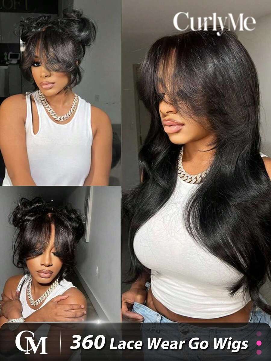 CURLYME Invisi Draw-Strings 360 Wear Go Wig Body Wave Pre-Bleached Knots InvisiFit Strap Glueless Wigs Wear Go Wig Human Hair Pre Plucked 180% Density 360 Full Lace Front Wigs 14-28 Inch