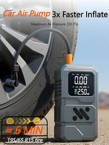 SUITU Bộ kích bình ắc quy ô tô di động kèm máy nén khí, bộ tăng áp ắc quy ô tô 12V, bơm lốp 14.8V 1500mAh 150PSI, dây cáp khởi động thông minh, đèn pin LED, màn hình LCD và đồng hồ đo áp suất lốp, phụ kiện ô tô/đồ dùng cần thiết cho ô tô/quà tặng. - Xám - Xem 5