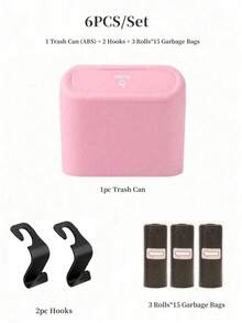 Car Trash Can With Lid, Mini Auto Dustbin Garbage Organizer Optional 2 Hooks And 3 Rolls Trash Bags Combo, Automotive Garbage Container Bin For Vehicle, Home, Office(1pc, 2pcs , 3pcs, 6pcs) - Style a - View 10