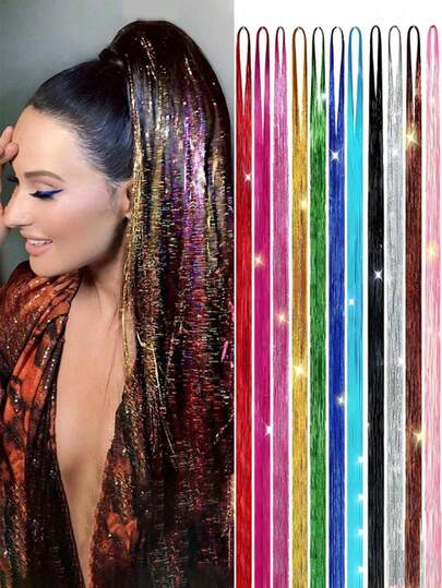 1件闪亮亮片发饰，是打造嬉皮风辫发造型的理想美发工具，让女性闪耀夺目。