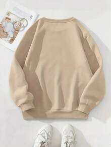 2026 Valentine Outfits For Women Crazy Cat Wizard Personality Print Women's Daily Casual Fleece Thickened Pullover Sweatshirt Loose And Comfortable Valentine's Day - 杏色 - 查看 2