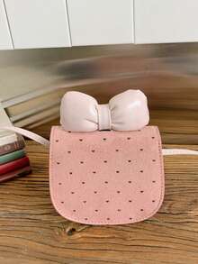 1个女童特制材质蝴蝶结爱心波点迷你斜挎包，磁扣闭合，适合日常四季使用 - A - 查看 5