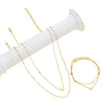 1pc Elegant Necklace, Fashionable Collarbone Chain, Exquisite Necklace, Versatile, Design Sense, Double-Layer Heart-Shaped Jewelry, Perfect Accessory For Daily And Party Occasions, Fashionable Women's Necklace, Perfect Gift For Holidays, Fashion Accessory - 金色 - 查看 5