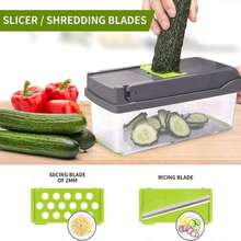 Vegetable Chopper Container Onion Slicer |   16 In 1 Multi Functional Food Chopper Dishwasher  Veggie Chopper Vegetable Cutter - Multicolor - View 10