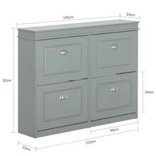 Shoe Cabinet With 4 Flaps, Slim Shoe Rack With 8 Shelves, Adjustable Shoe Rack For Hallway, Corridor & Entrance Area - Hallway Cabinet With Anti-Tip Device 105x82x24cm FSR79 - Grey - View 4