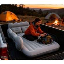 High-Value Comfortable Inflatable Car Bed, Car Accessory With Soft And Skin-Friendly Flocking And Foldable Design, Suitable For Camping, Beach Trips, Outdoor Picnics, Road Trips, As A Pool Inflatable Bed And Party Inflatable Bed - 灰色的 - 查看 9