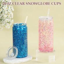 8 Pack 20 Oz Acrylic Snow Globe Tumbler, Double Wall Plastic Cups For Glitter DIY With Clear Lids & Straws, Including DIY Tools - Trong sáng - Xem 7