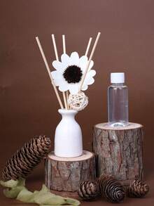 9pcs/Set Flameless Home Fragrance Set (1 Bottle Fragrance Oil + 1 Ceramic Bottle + 5 Rattan Fragrance Sticks + 1 Rattan Ball + Dried Flowers), Long-Lasting Aroma, Suitable For Home, Office, Bedroom, Bathroom, Living Room, An Excellent Christmas Gift For Female Friends, Girlfriend Or Family - Upgraded 2 Times Strong Aroma - View 9