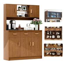 Gabinetes Organizador Cocina Mueble Para Microondas Bufetera Mueble con 5 Puertas - Marrón - Ver 2