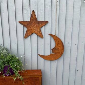1件复古金属星月花园装饰品 - 适用于圣诞节、万圣节、复活节、感恩节、夏季等场合 - 户外悬挂装饰 - 无羽毛 - 适合园艺爱好者