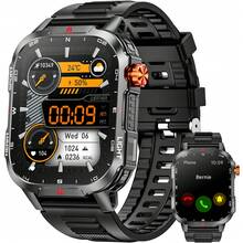 1 100 mAh Batterie Montre connectée homme 2,01 pouces avec appel Bluetooth 100+ modes multisports Suivi du sommeil et du podomètre Montre connectée homme avec éclairage LED/marche en extérieur/prévisions météorologiques/recherche de téléphone Montre connectée homme femme pour iPhone Android - Noir - Voir 1