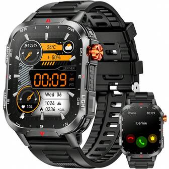 1100mAh Battery 2.01 Inch Men's Smart Watch With Bluetooth Call 100+ Multi-Sports Modes Sleep Pedometer Men Smart Watch With LED Light/Outdoor Walking/Weather Forecast/Find Watch Phone Men Women Smart Watch For Iphone Android