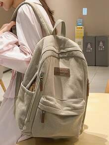 シンプル 大容量 無地 バックパック - カーキ - チェックする 4