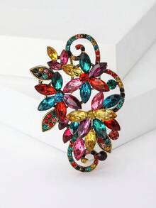 水晶玻璃花胸针 - 奢华水钻别针，适合女士、中性宴会服装配饰/朋友聚会徽章礼物 - 水晶玻璃花 - 查看 7