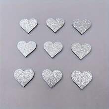 These Small Wooden Hearts, Handmade With Gold And Silver Glitter, Feature A Textured Gold Glitter Heart Shape, Perfect For Adding A Touch Of Luxury And Elegance To Weddings, Anniversaries, Bridal Showers, Or Any High-End Event. - Multicolor - View 6