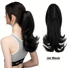 14Inch Long Curly Wave Claw Ponytail Clip In Hair Extensions Pony Tail Hairpiece For Women Hair Accessories Synthetic Hair - Jet Black - View 9