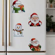 Adhesivos navideños de pared, modernos adhesivos autoadhesivos para decorar puertas y paredes de tiendas. Diseños de Papá Noel, muñecos de nieve y paracaídas con una casa nevada. Decoración festiva para las fiestas navideñas.