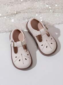 Toddler Kids Korean Style Hook And Loop Non-Slip Soft Bottom Leather Shoes - Apricot - View 2