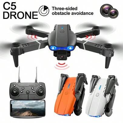 Dronă C5, Fotografie aeriană, Aeronavă cu telecomandă, Quadcopter, Înaltă definiție, Camere duale, Operare cu o singură tastă, Detectare gravitațională, Culoare aleatorie a accesoriilor
